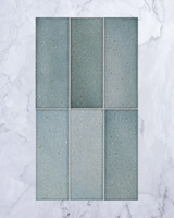 Dento Brick Aqua Blue Japanese Gloss Porcelain Tile 91x242mm
