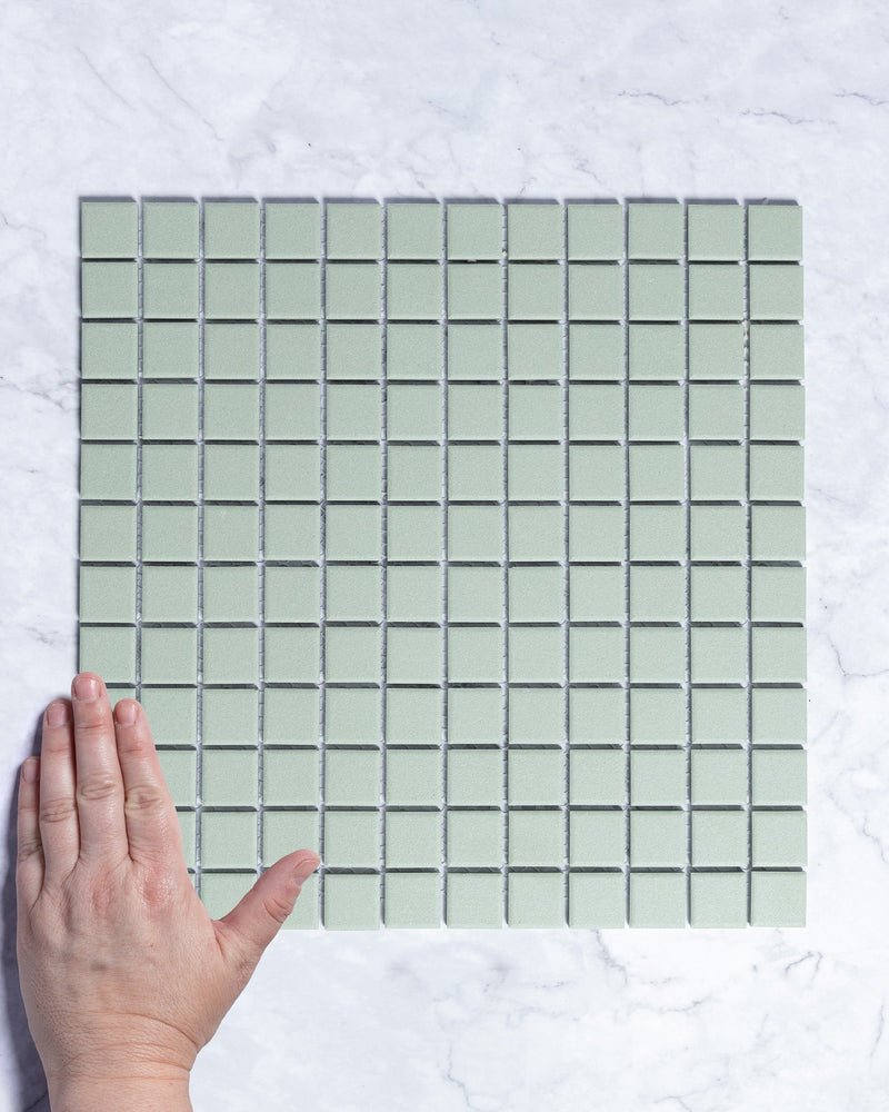 Bridges MINI Army Green Unglazed Full Body Porcelain Square Mosaic Til ...