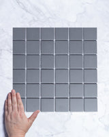 Bridges Unglazed Charcoal Square Mosaic Tile 48x48mm