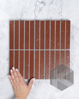 Hatsuborder Burnt Red Hand Glazed Japanese Mosaic Tile