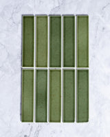 Osaka Olive Green Speckle Japanese Hand Glazed Large Finger Mosaics 45x195mm