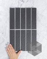 Sabi Charcoal Matt Glazed Porcelain Mosaic 45x195mm
