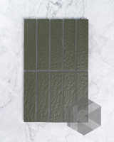 Sabi Khaki Green Matt Glazed Porcelain Mosaic 45x195mm