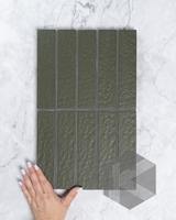 Sabi Khaki Green Matt Glazed Porcelain Mosaic 45x195mm