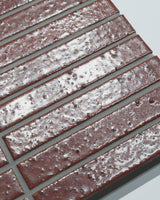 Hatsuborder Burnt Red Hand Glazed Japanese Mosaic Tile